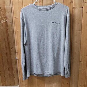 Vintage Grey Columbia Long Sleeve Shirt with American Flag  #Outdoor Size M